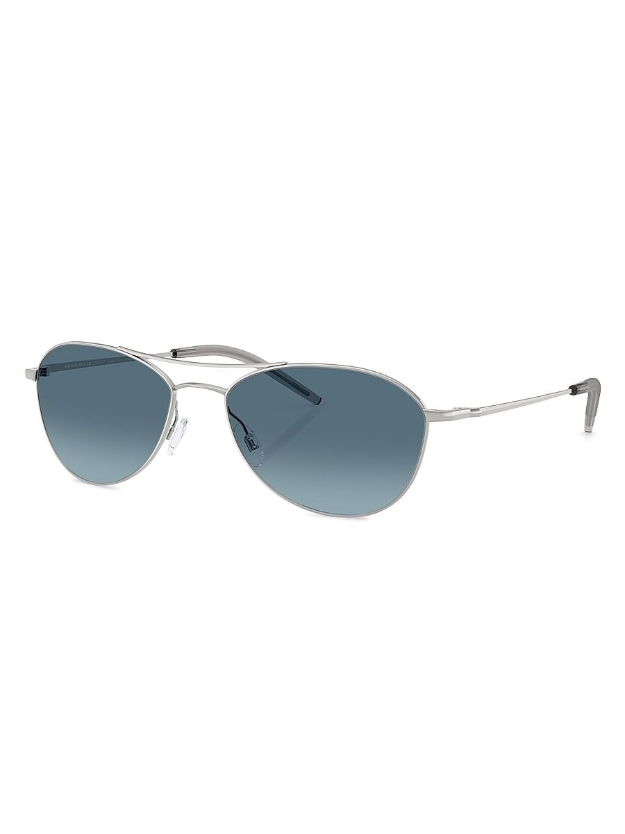 Women's Aero Ii 57MM Aviator Sunglasses - Silver Blue