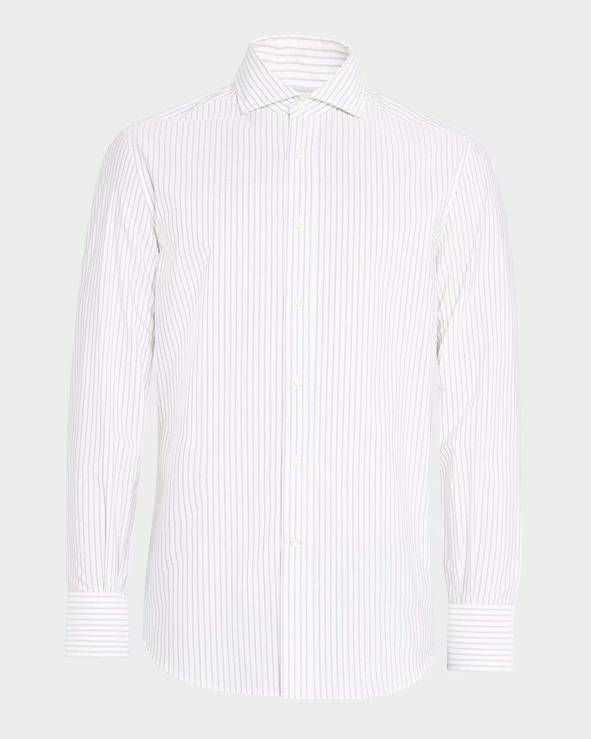 Men & apos;s Cotton Mini Stripe Sport Shirt
