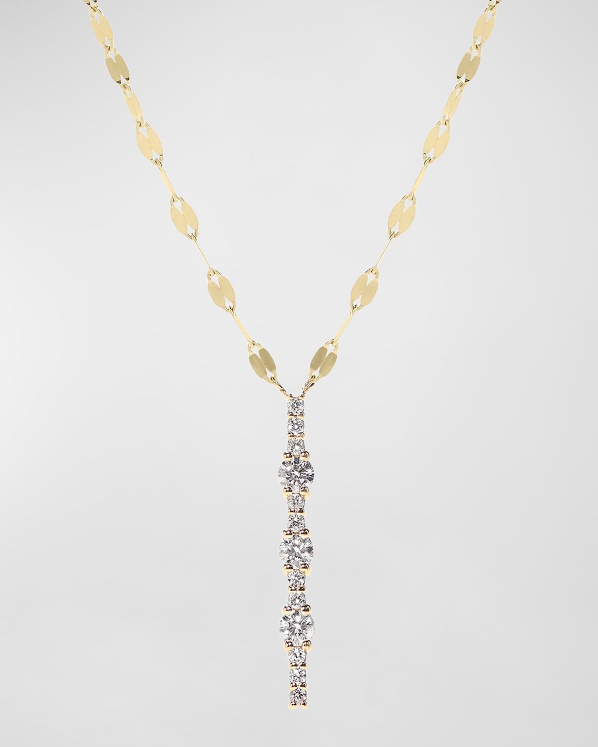 Flawless 14K Gold Linear Diamond Pendant Necklace