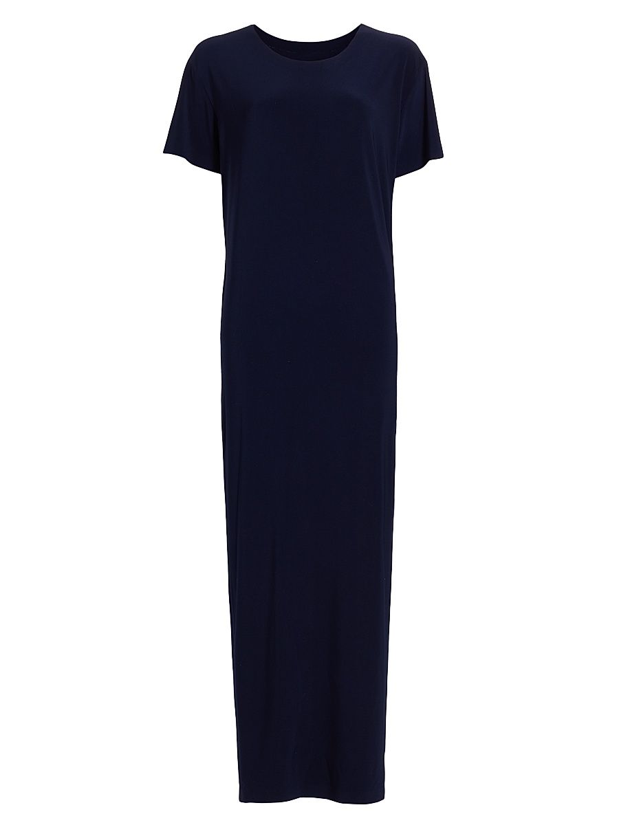 Women's Jersey Slit T-Shirt Maxi Dress - True Navy - Size Large