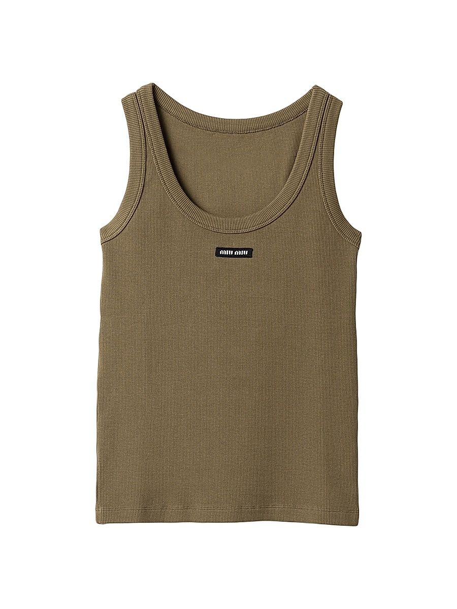 Women's Garment-Dyed Ribbed Knit Jersey Top - Green - Size Large