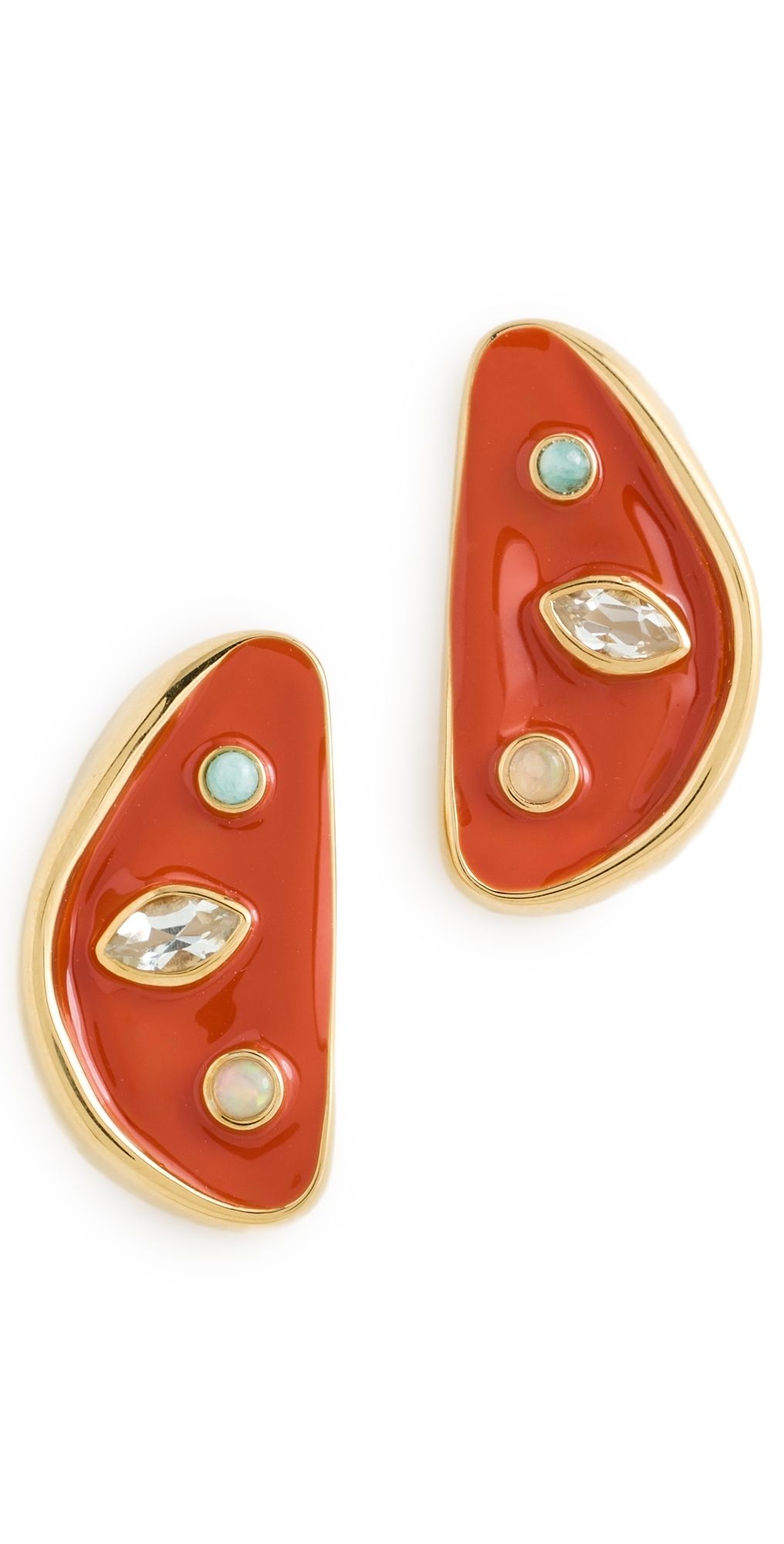 Lizzie Fortunato Isola Stud Earrings In Melon Red One Size