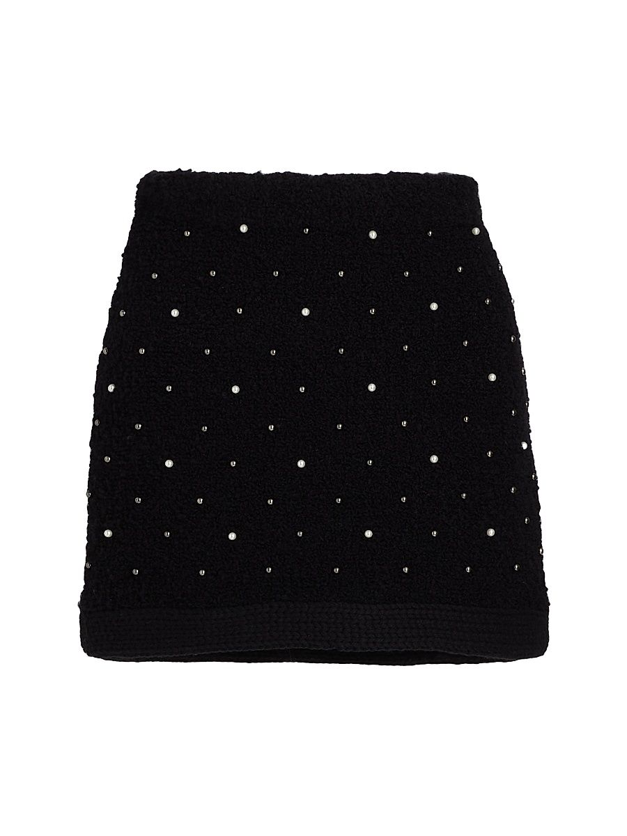 Women's The Embellished Knit Miniskirt - Black - Size Large