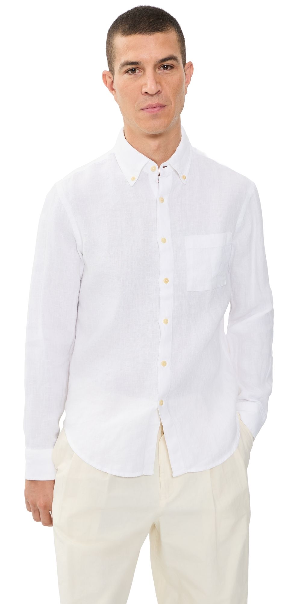 Alex Crane Linen Playa Button Down Shirt Snow L