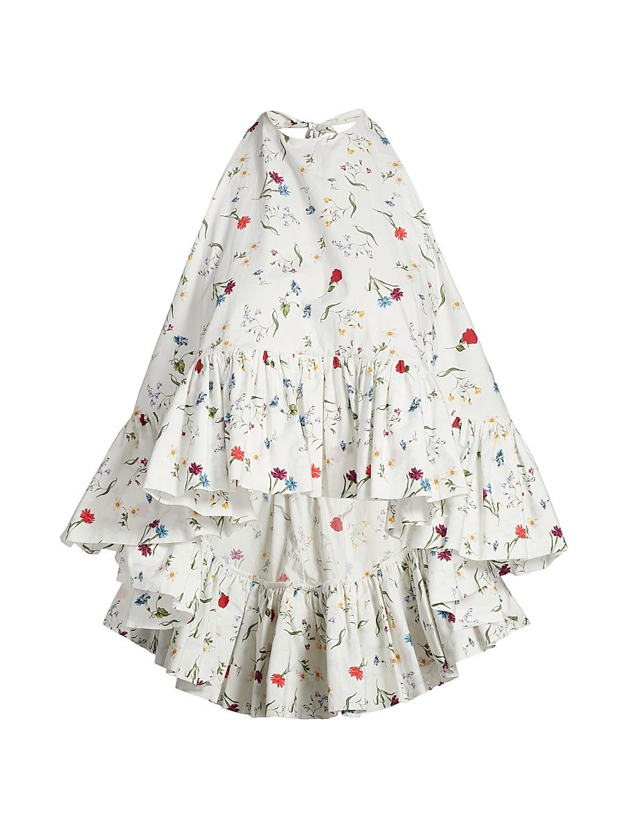 Women's Winstop Floral Cotton Poplin Halterneck Top - Multi Floral - Size Large