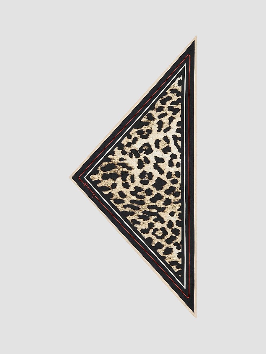 Givenchy Women's Triangle in Silk with Leopard Print - Brown Black