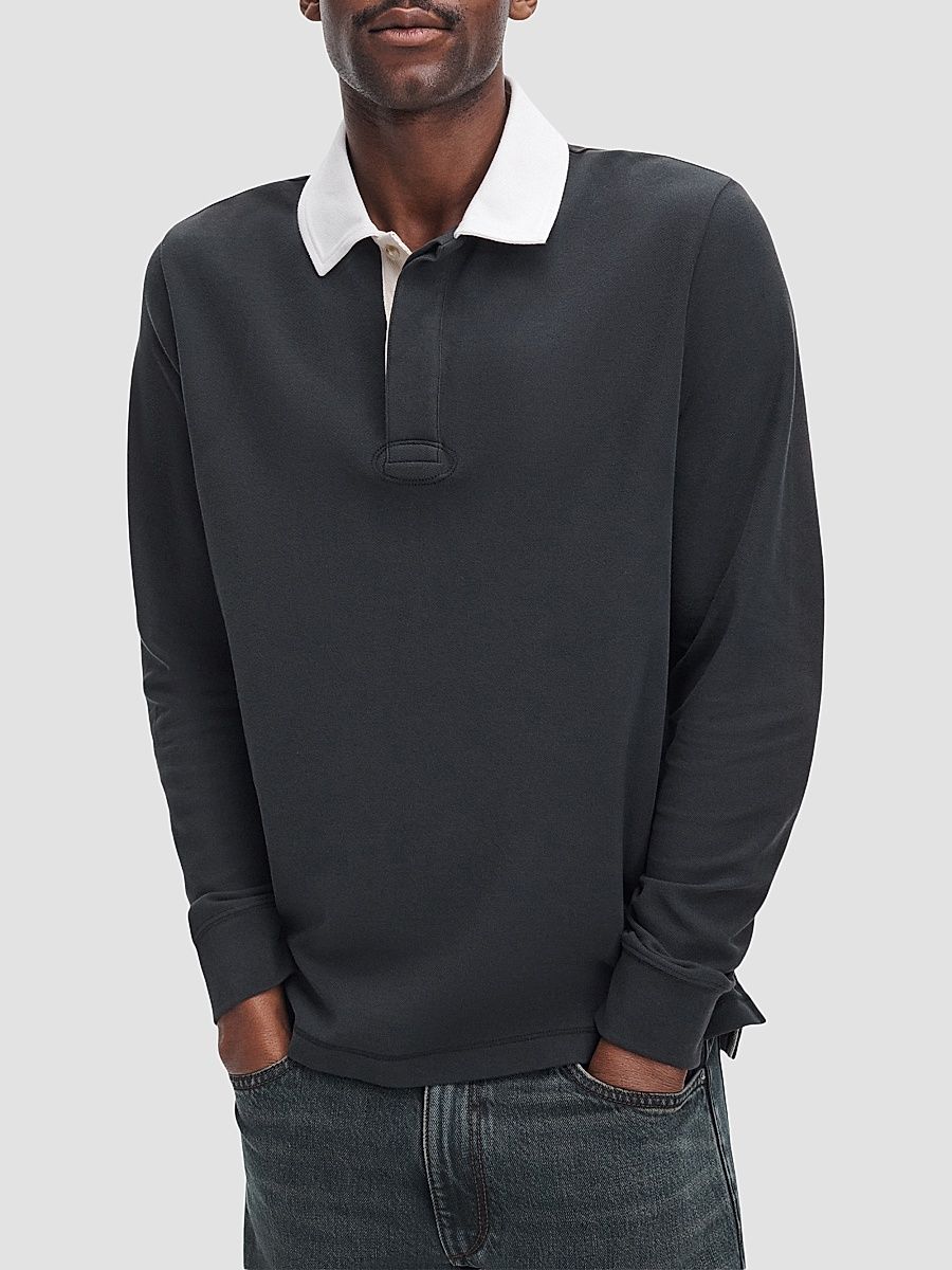 rag & bone Men's Classic Solid Rugby Shirt - Black - Size XXL