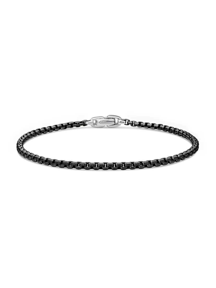 Men's Box Chain Bracelet in Stainless Steel and Sterling Silver - Silver - Size Medium
