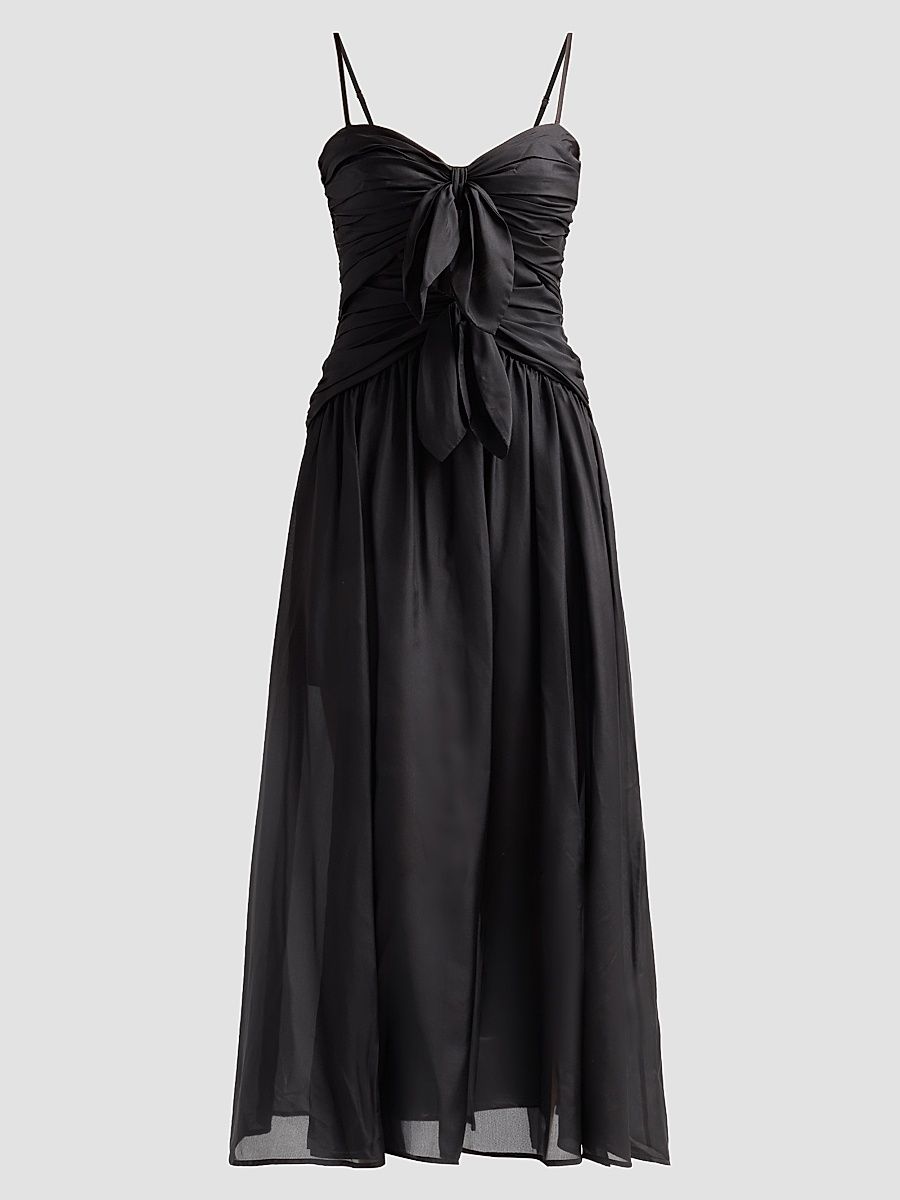 Women's Aster Silk Scarf Midi-Dress - Black - Size 10