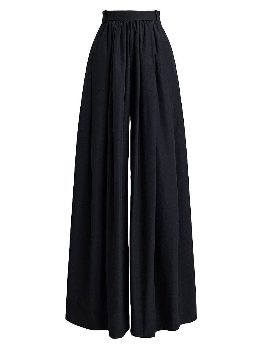 Women's Vannesa Poplin Wide-Leg Pants - Black - Size 8