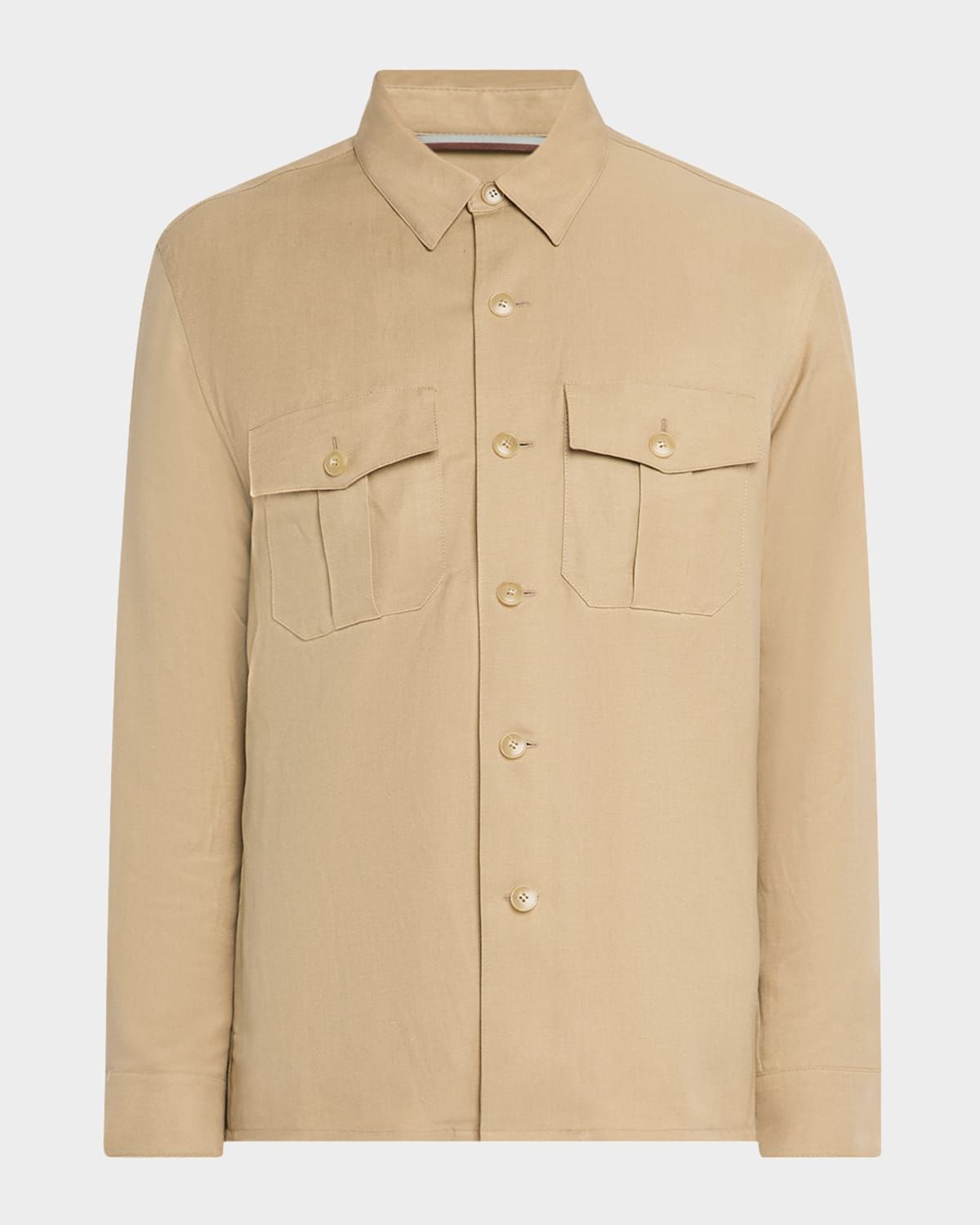 Men & apos;s Linen and Silk Button-Front Overshirt