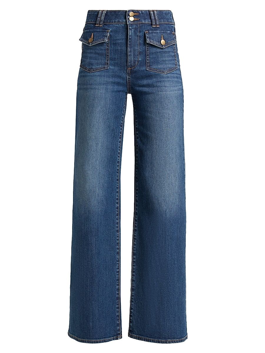 Women's Fay Stretch-Cotton High-Rise Wide-Leg Jeans - Medium Wash - Size 32
