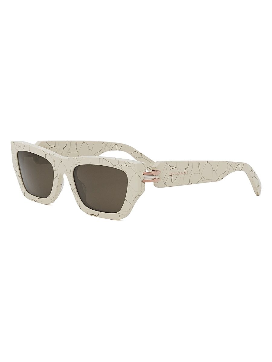 Women's B. zero1 54MM Rectangular Sunglasses - White Brown