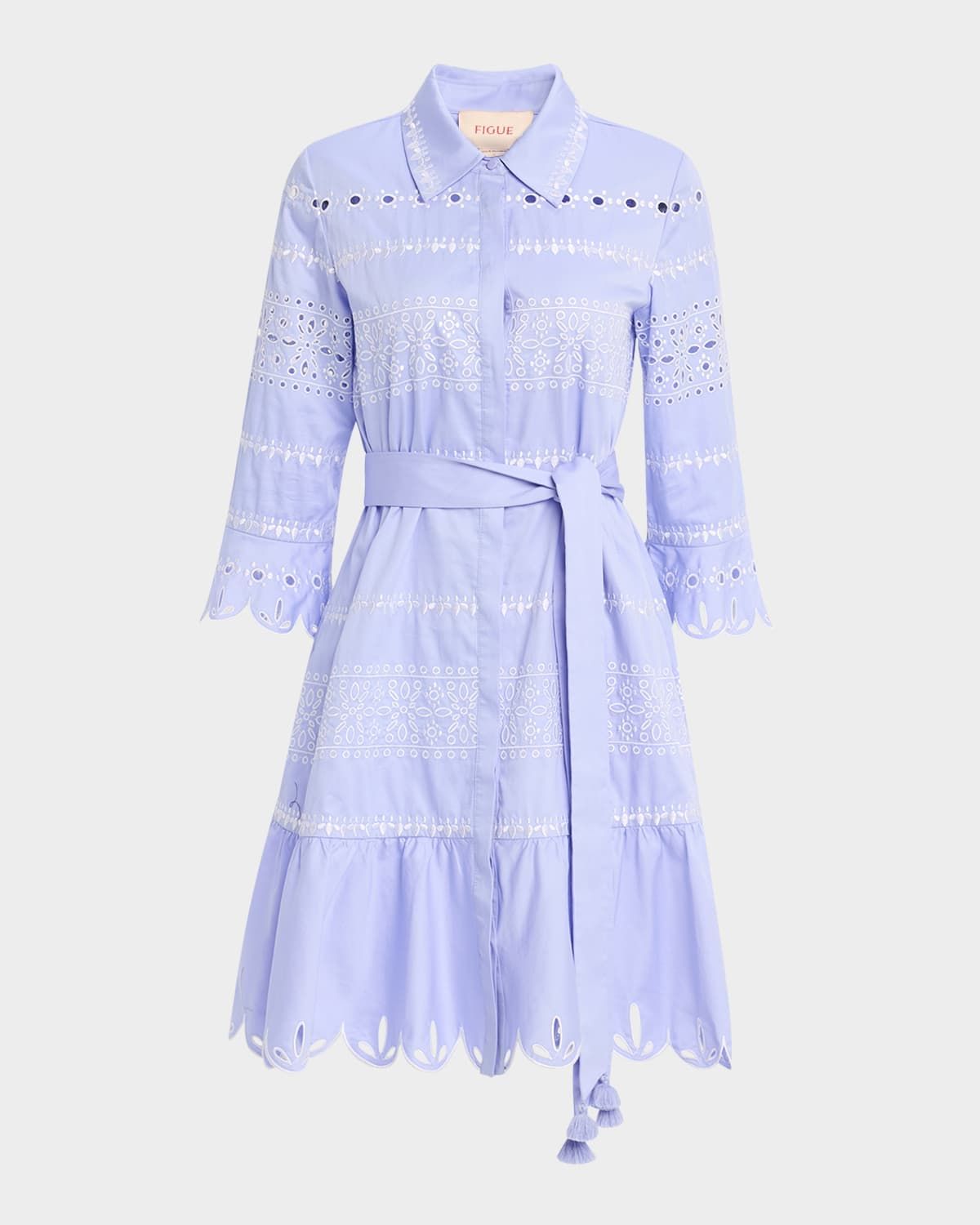 Aaliyah Broderie Anglaise Belted Min Shirtdress