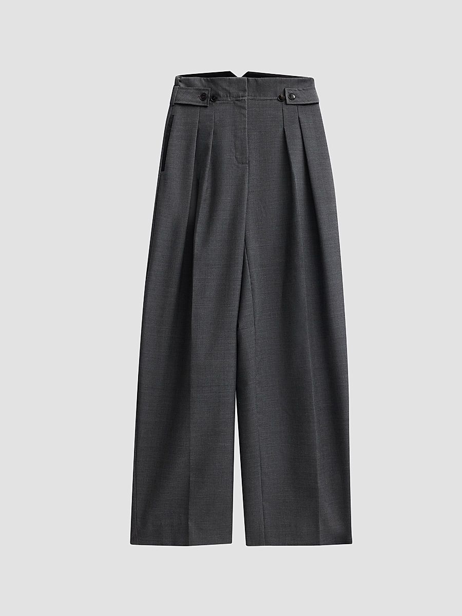 Jason Wu Collection Women's Pleat-Front Tropical Wool High-Rise Trousers - Light Charcoal - Size 2