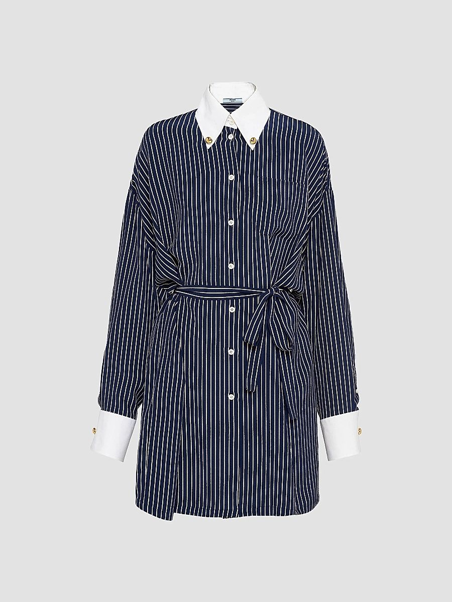 Prada Women's Marocain Shirt Dress - Blue - Size 0