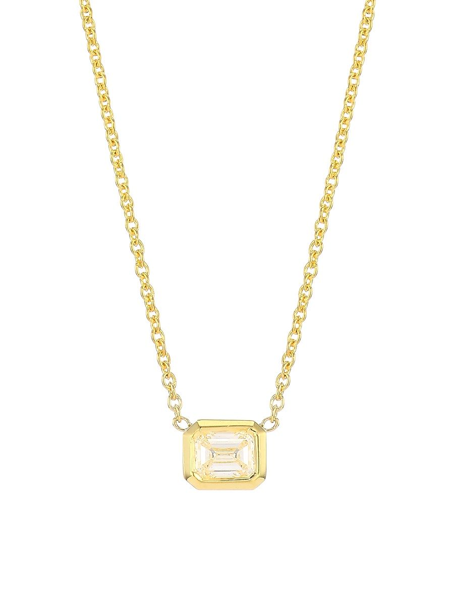 Women's Tiny Treasures 18K Yellow Gold & Emerald-Cut Diamond Pendant Necklace - Gold