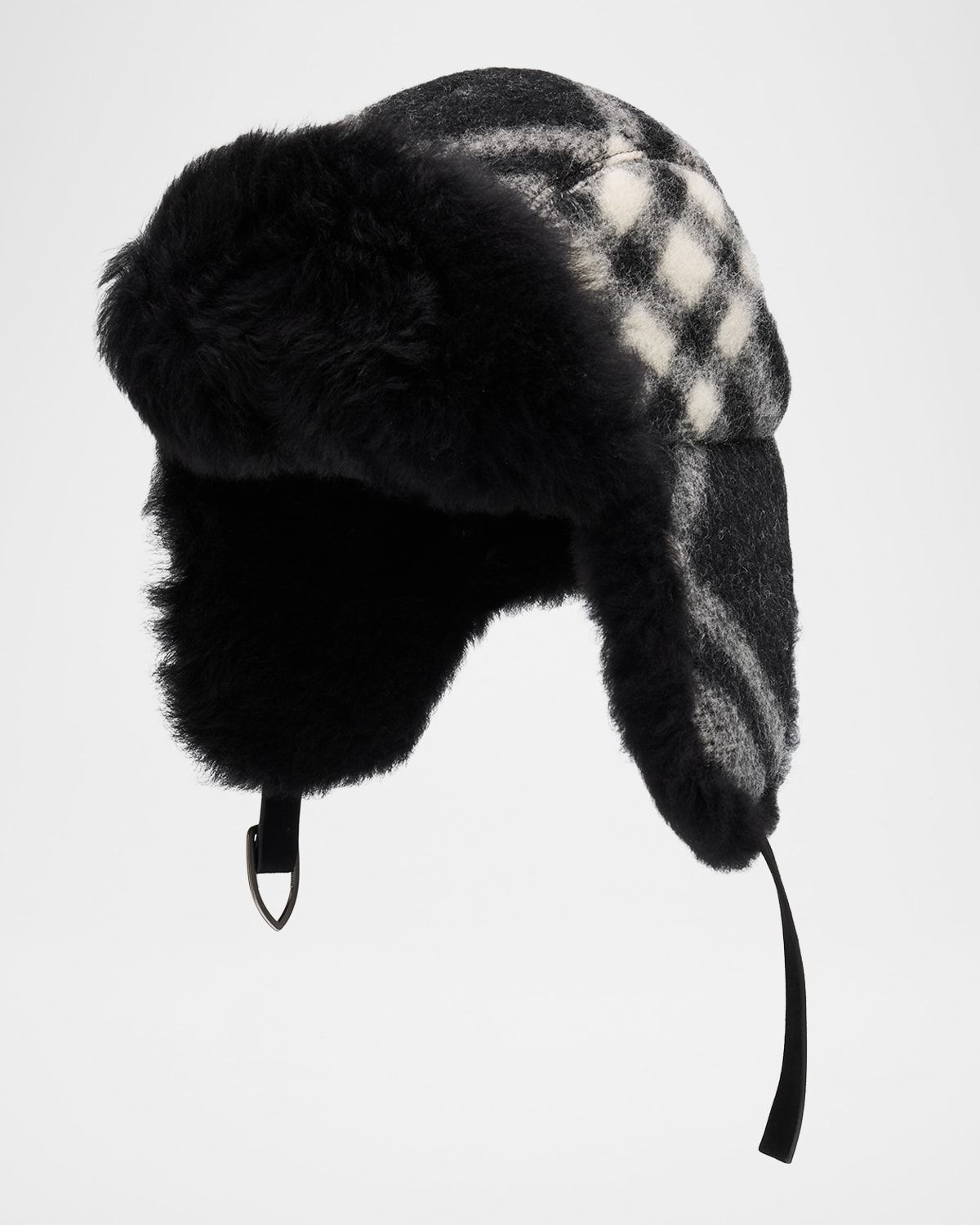 Check Wool & Shearling Trapper Hat