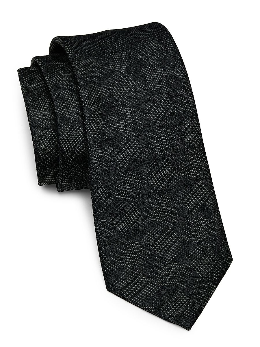 Men's Wave-Pattern Silk Tie - Nero