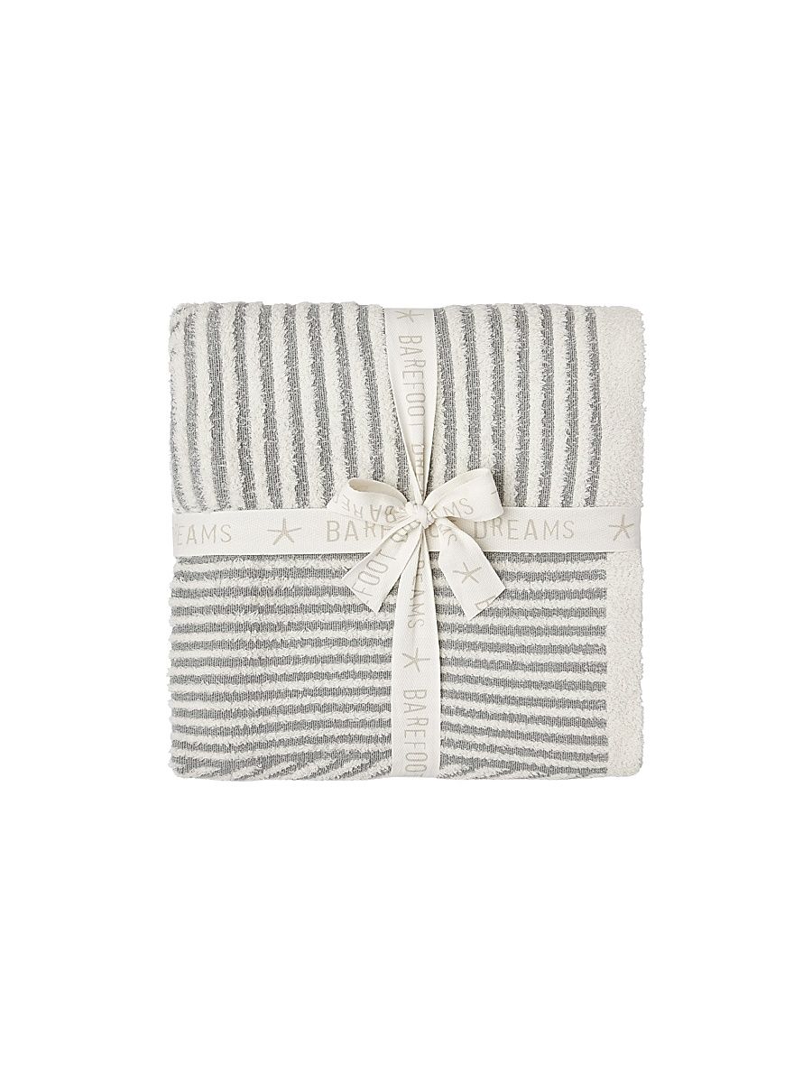CozyChic Mixed Striped Cotton-Blend Throw Blanket - Cream Moonwater