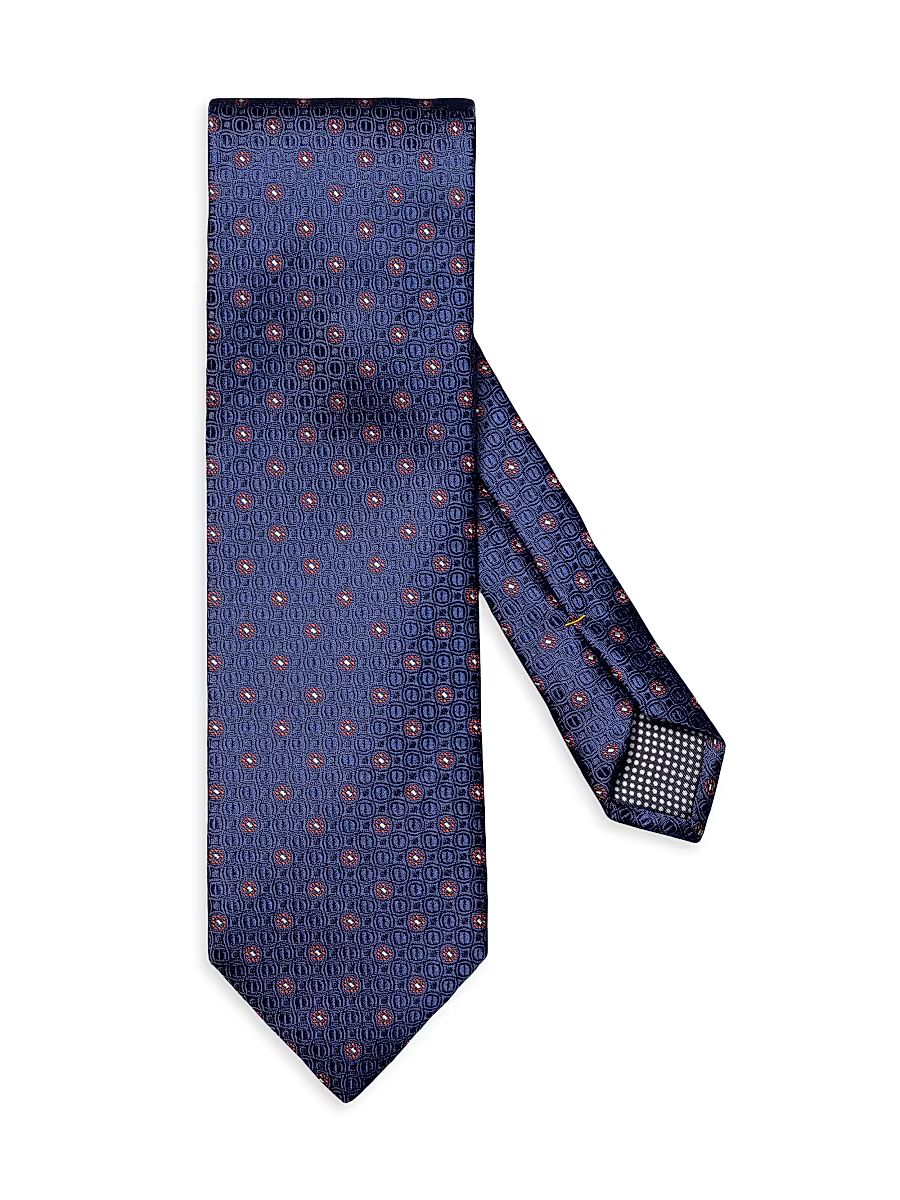 Men's Floral Silk Tie - Dark Blue