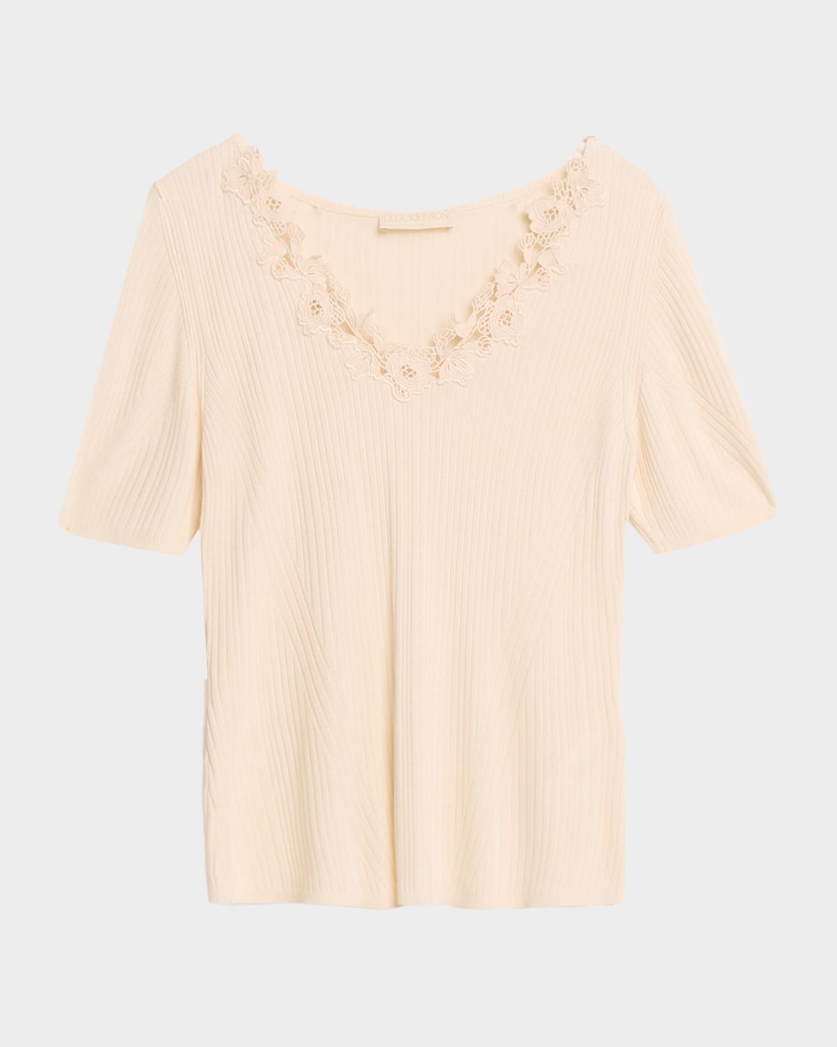 Celeste Embroidered Short-Sleeve Knit Top
