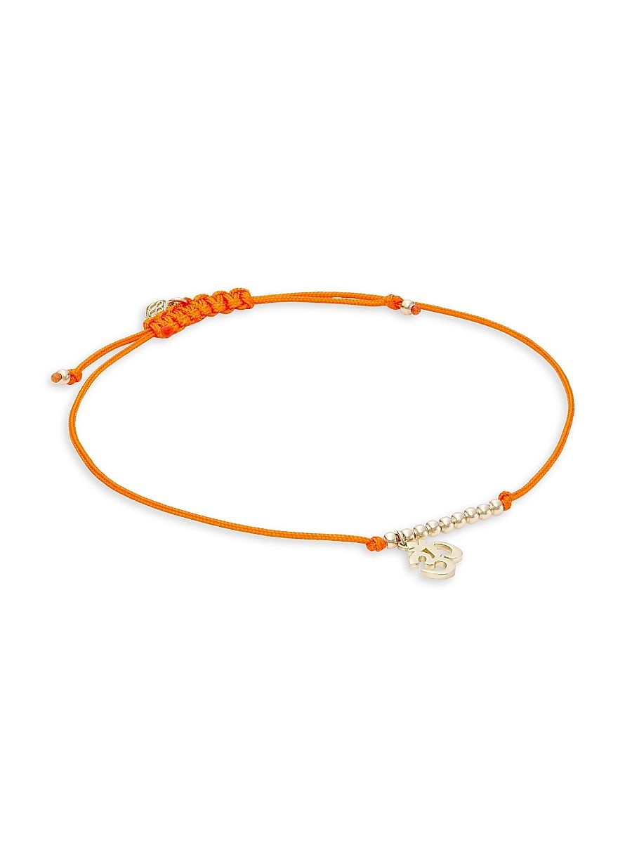 Women's 14K Yellow Gold & Ohm Charm Tangerine Cord Bracelet - Orange Gold