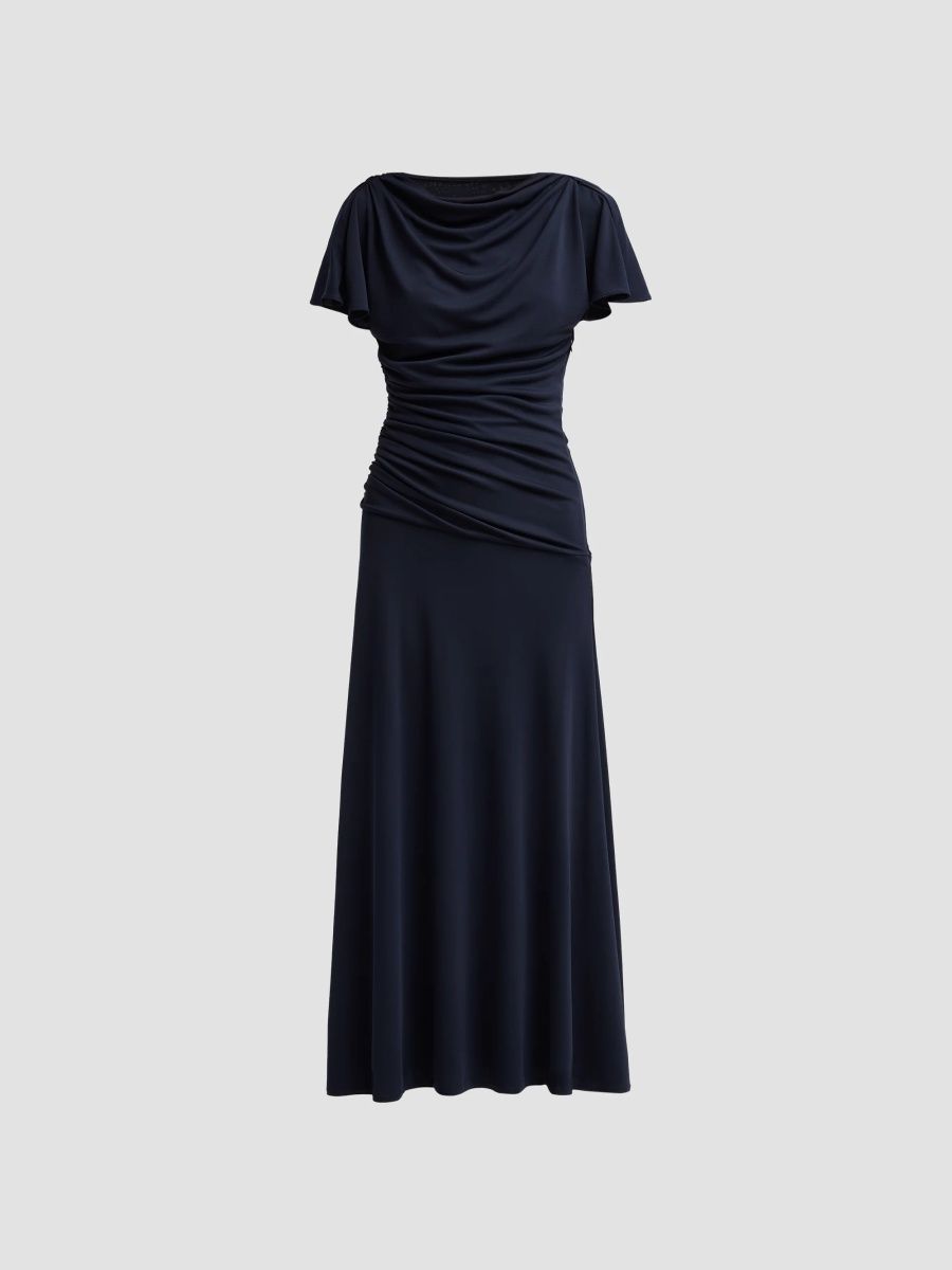 Women's Avielle Draped Midi Dress - Navy - Size 16