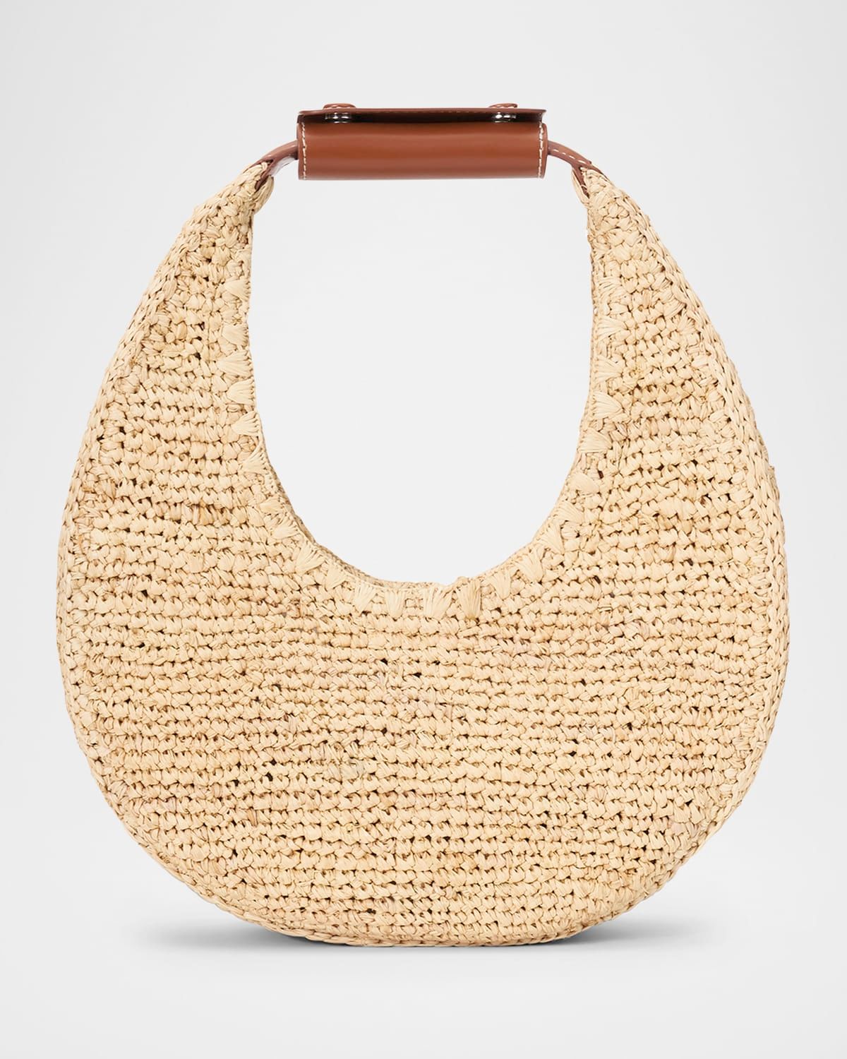 Moon Raffia & Leather Shoulder Bag
