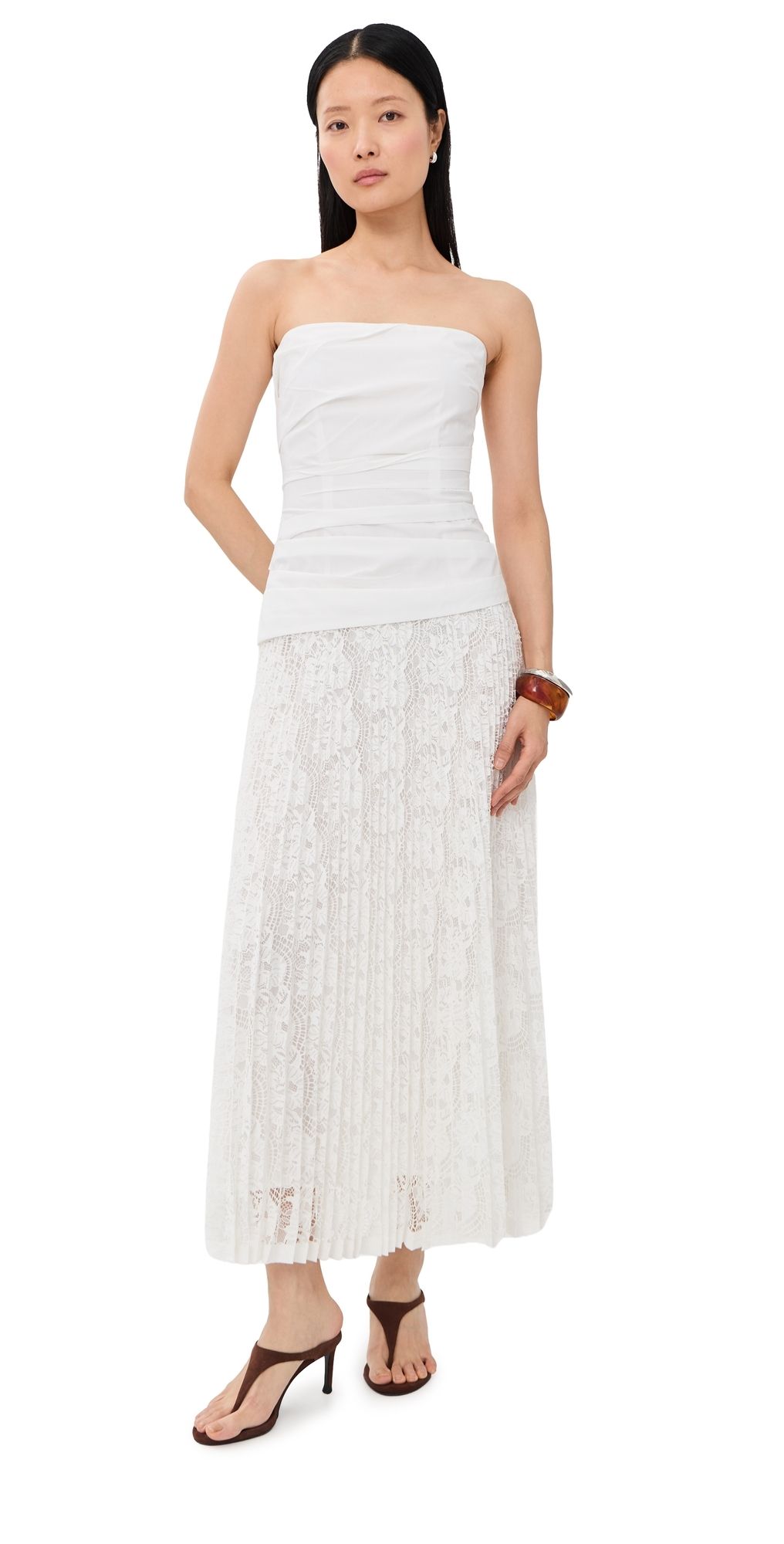 SIMKHAI Annalise Cotton Lace Midi Dress Ivory 00