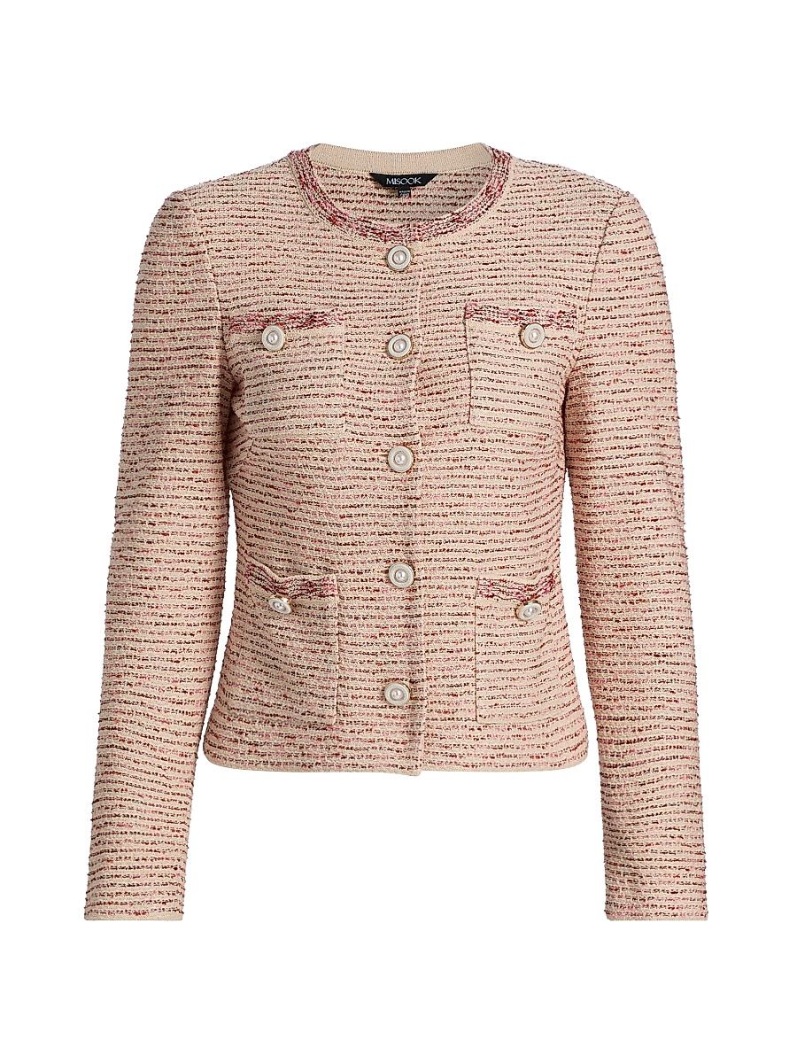 Women's Heritage Ribbon Tweed Knit Jacket - Honeysuckle Russet Biscott - Size XXL