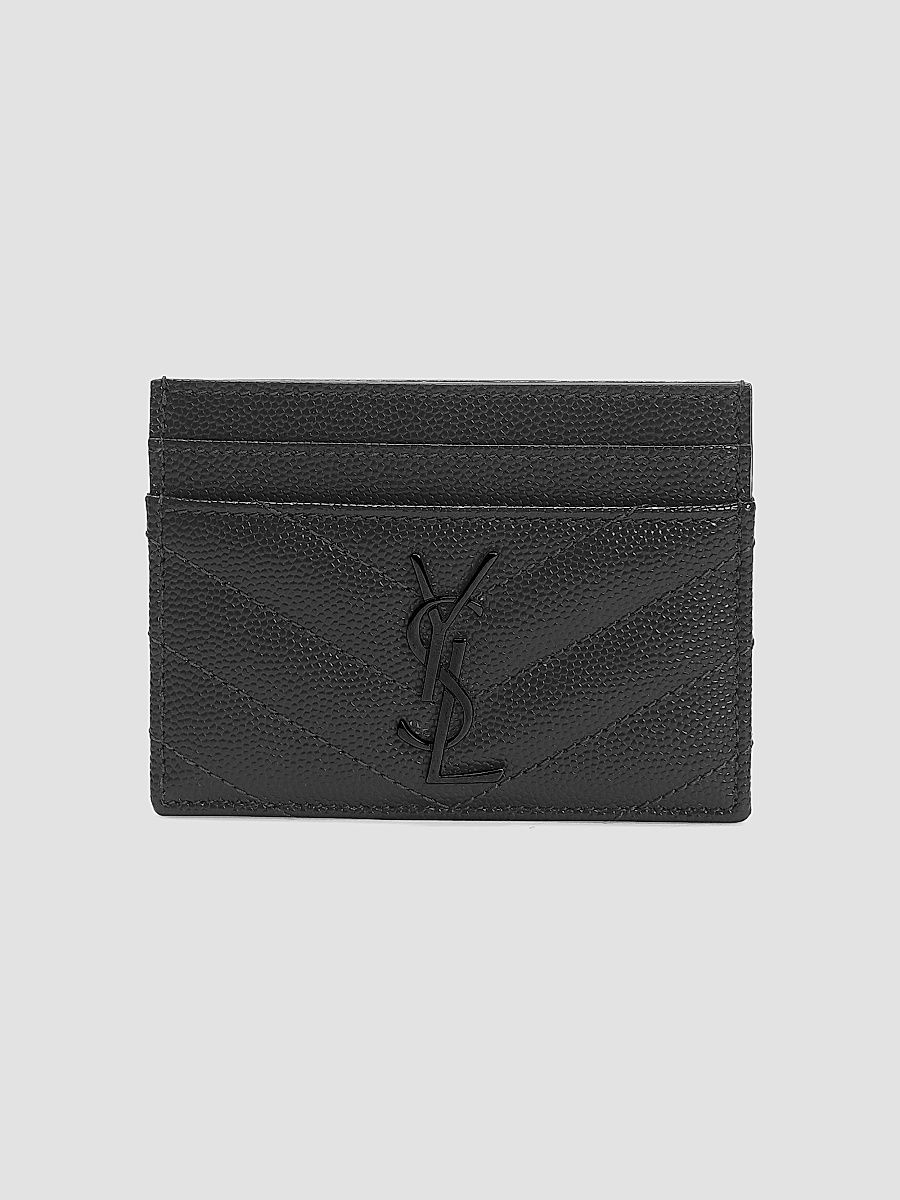 Saint Laurent Women's Cassandre Matelassé Card Case in Smooth Leather - Black