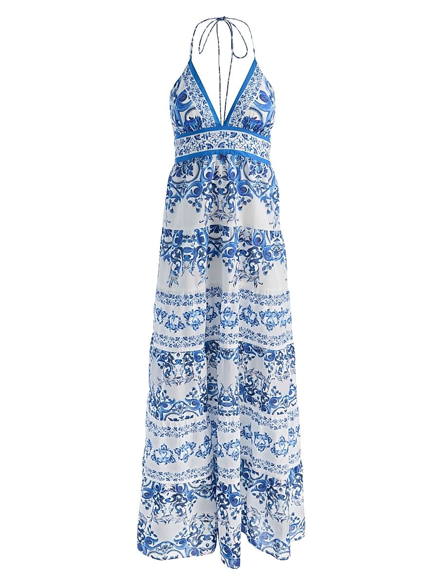 Women's Karolina Smocked Waist Tiered Maxi Dress - Solstice - Size 8