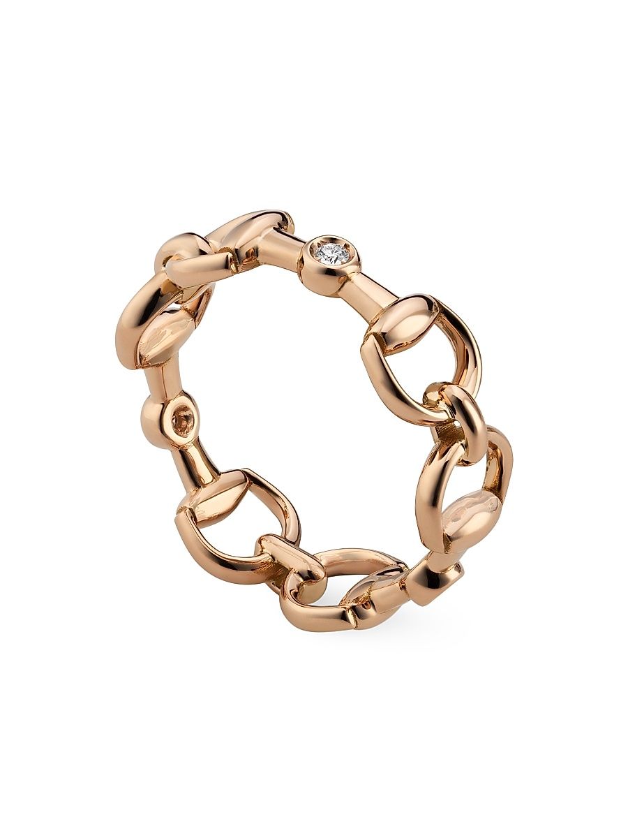 Women's 18K Rose Gold & 0.03 TCW Diamond Horsebit Ring - Gold - Size 7