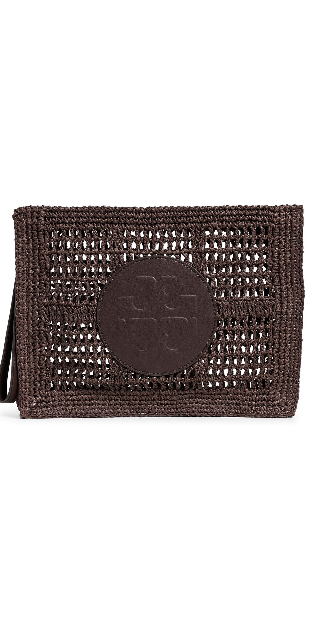 Tory Burch Ella Hand Crochet Pouch Dark Cocoa One Size