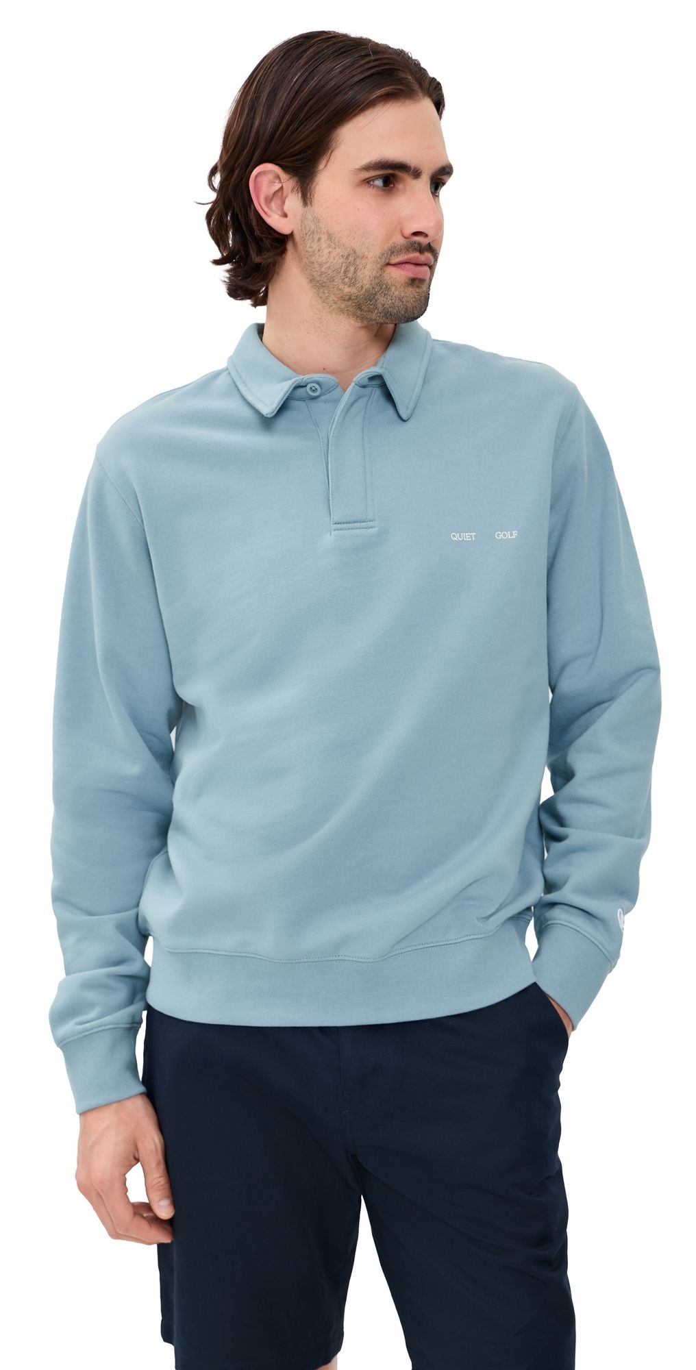 Quiet Golf Monogram Washed Rugby Sweater Blue XXL