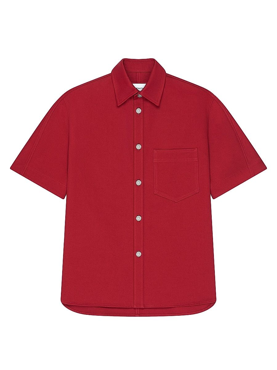 Men's Couture Seam Shirt in Overdyed Denim - Dark Red - Size Large