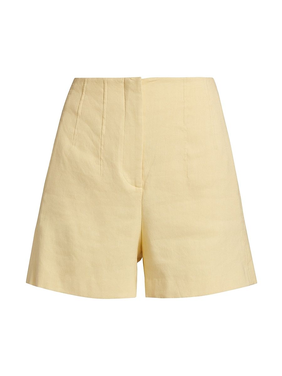 Women's Brit Tailored Linen-Blend Shorts - Chamomile - Size 14