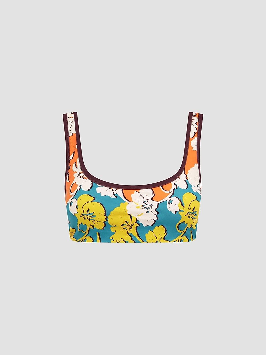 Women's Splice Floral Scoopneck Bikini Top - Size XS