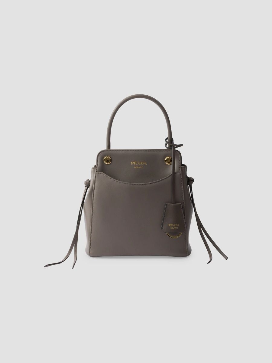 Prada Women's Carry Leather Mini Top Handle Bag - Grey