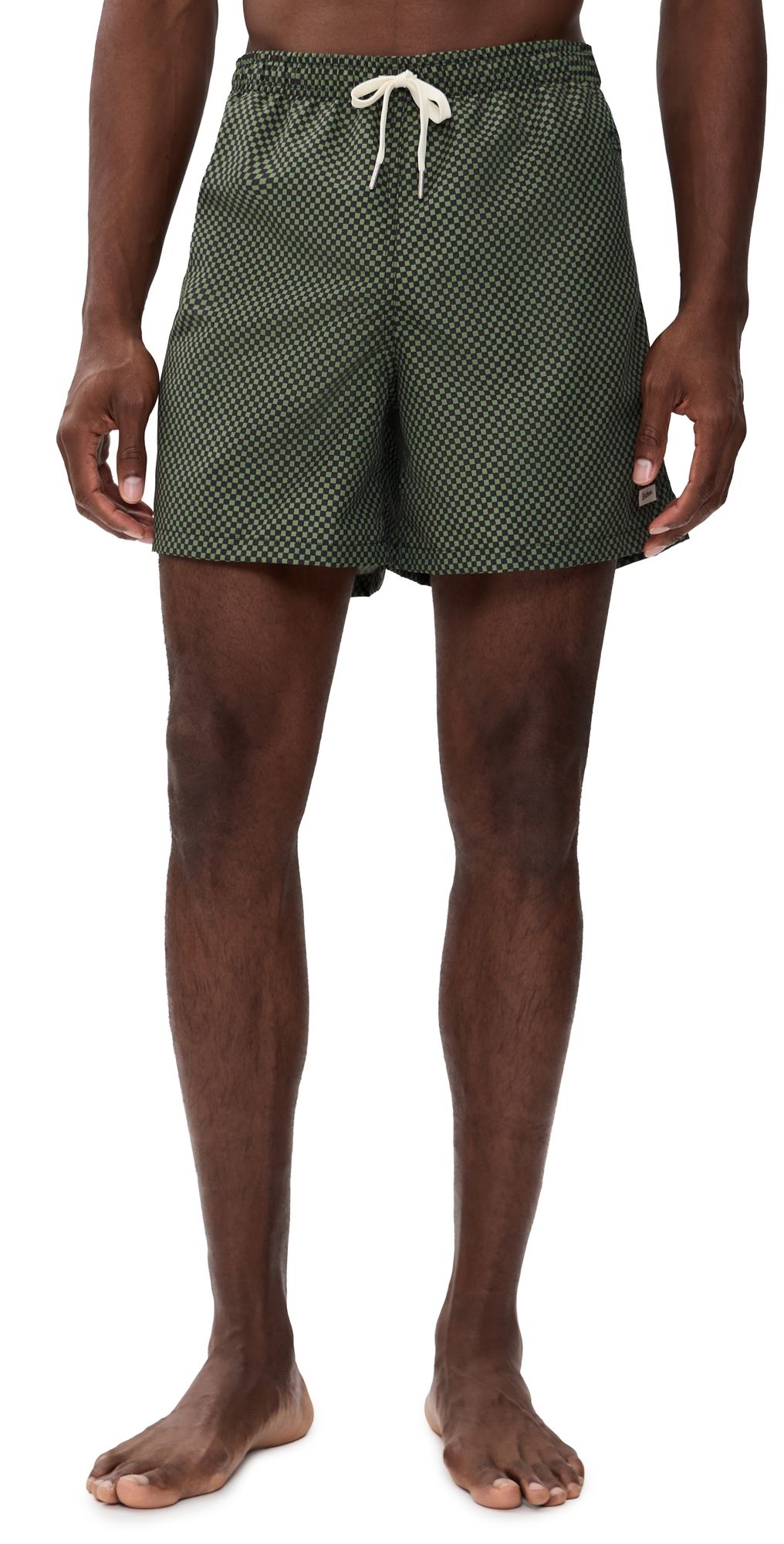 Bather Clover Checker Swim Trunks Olive M