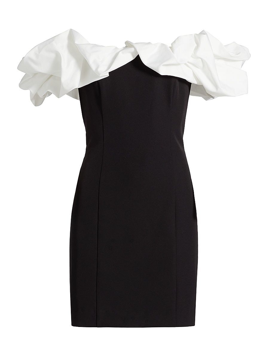 Women's Rosalie Ruffle Minidress - Black Ivory - Size XL