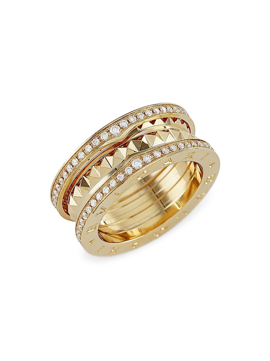 Women's B. zero1 Rock 18K Yellow Gold & Diamond 2-Band Ring - Gold - Size 6.5