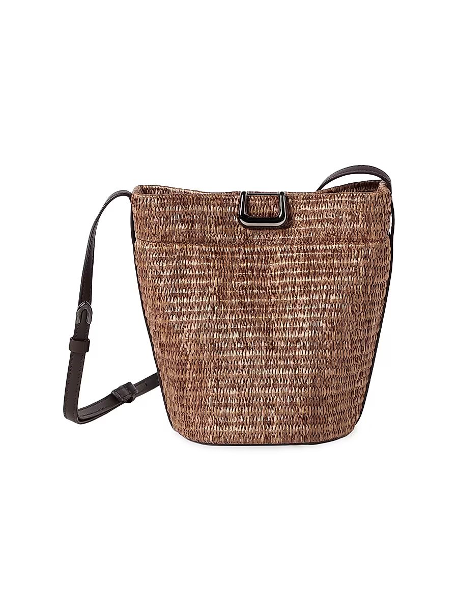 Women's Sartorial Bucket Bag in Techno Cotton Raffia - Light Brown