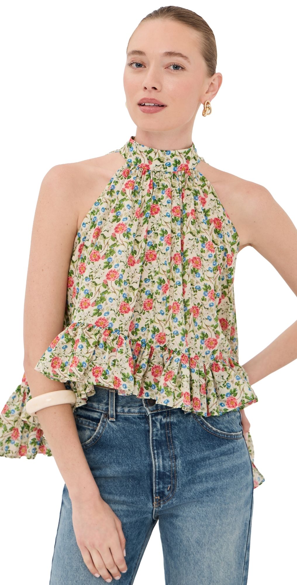 Azeeza Plath Cotton Voile Top Florette M