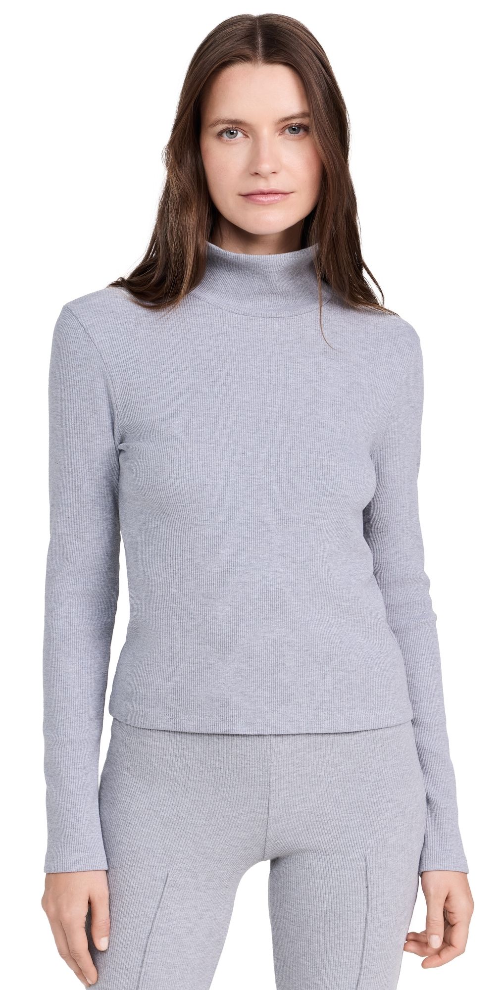 DONNI. The Rib Turtleneck Heather Grey L