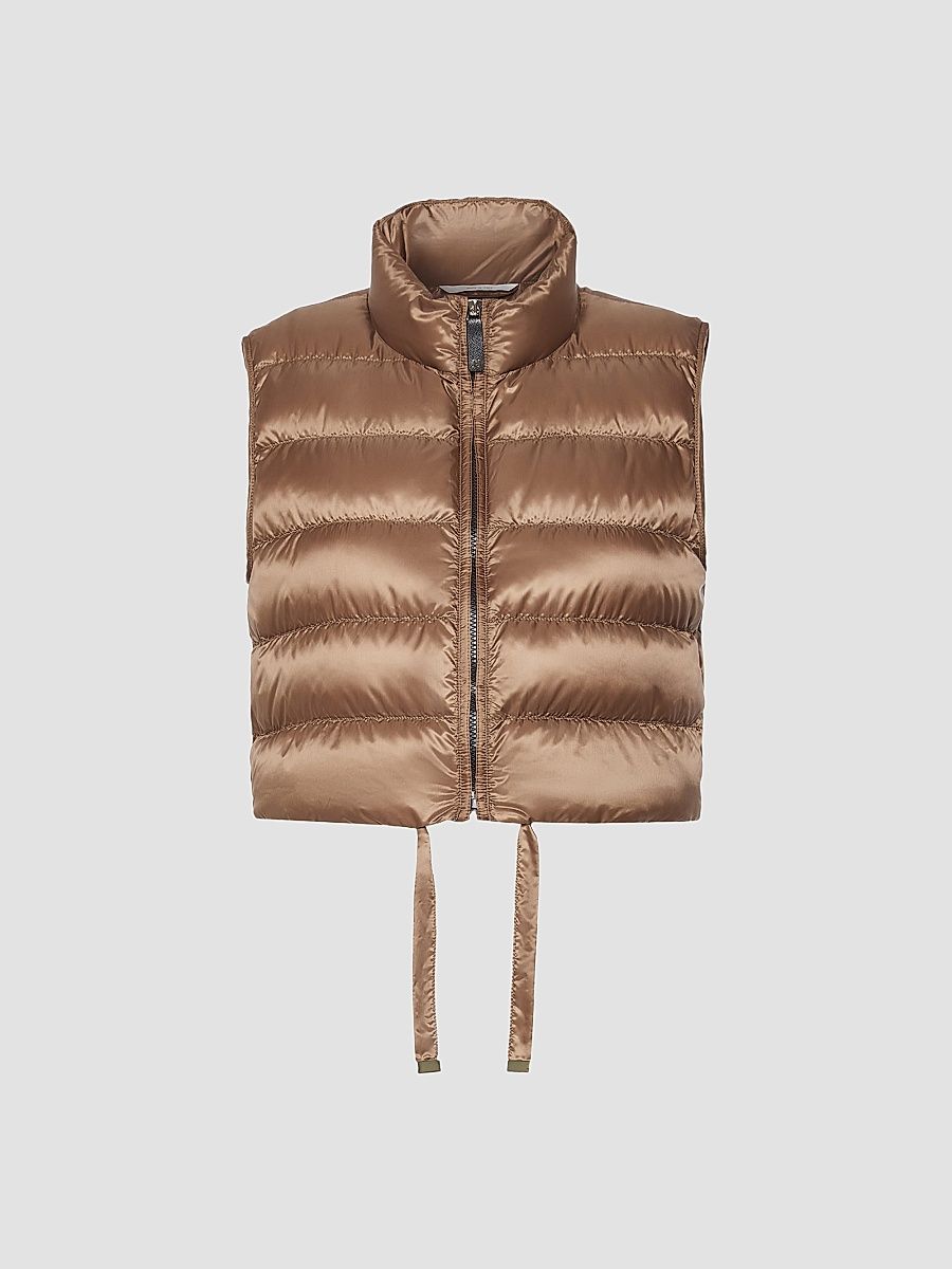 Women's Water Repellent Padded Cropped Gilet - Honey - Size 12