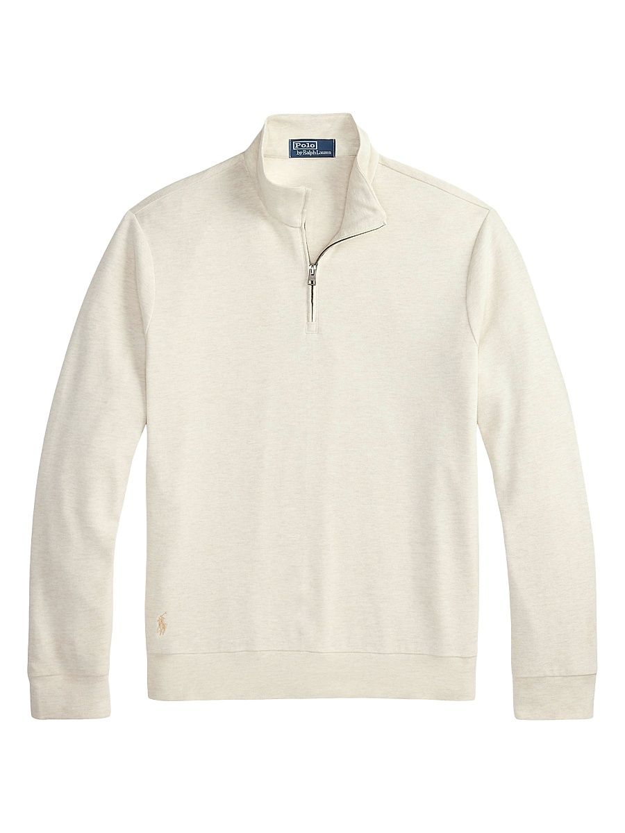 Men's Luxury Textured Quarter-Zip Sweatshirt - Chalk Heather Nevis - Size XXL