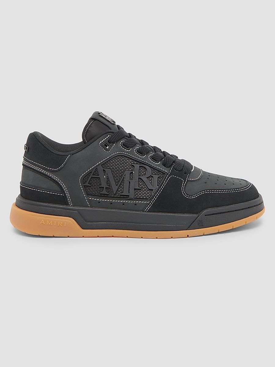 Men's Logo Leather Low-Top Sneakers - Black - Size 7