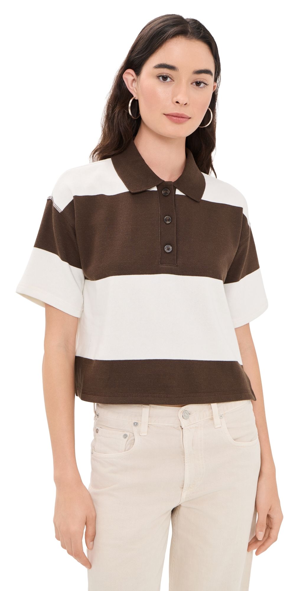 Z Supply Mariner Polo Top Dark Chocolate S